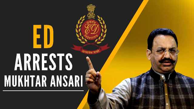 The Enforcement Directorate today arrested gangster-turned-politician Mukhtar Ansari after producing him before a local court in Uttar Pradesh in a money laundering case.