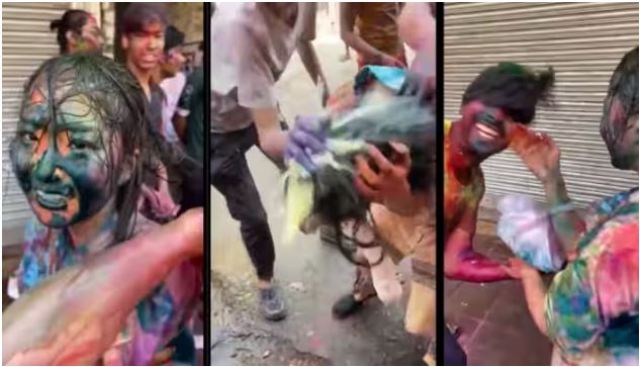 Recently a video went viral in which it was seen that some people are forcibly playing Holi with a Japanese female tourist in Paharganj area of Delhi on the occasion of Holi.