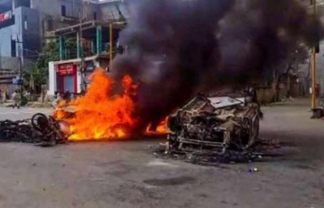 Manipur Violence A mob of rioters set an ambulance on fire in Imphal last Sunday. The dead included a Meitei woman married to a Kuki man, her son and a relative.