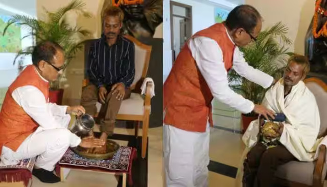 Chief Minister of Madhya Pradesh (Madhya Pradesh) Shivraj Singh Chouhan today (6 July 2023) on behalf of BJP member Parvesh Shukla (BJP Member Parvesh Shukla) urinated on Adivasi Dashmat Rawat. After that they washed their feet and cleaned them.