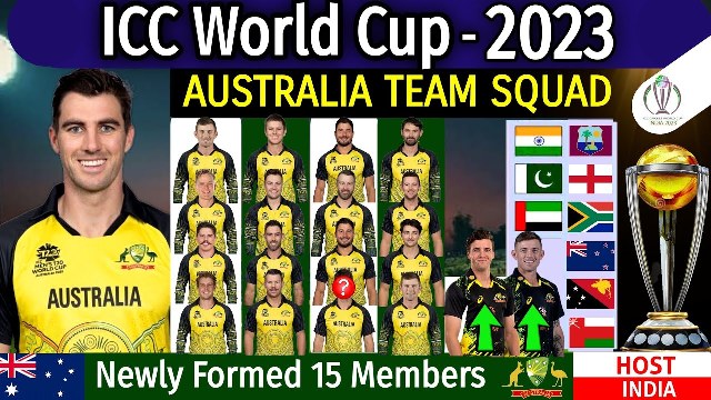 ODI World Cup 2023 Five-time champion Team Australia has announced its 15-member squad for the upcoming ODI World Cup to be held in India during October and November.